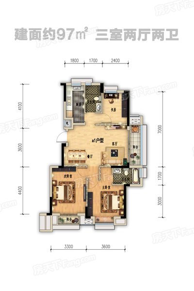 三居室的房子，足足97平米，如果用全包方式13万元是不是很划算？-长投绿城蘭园装修
