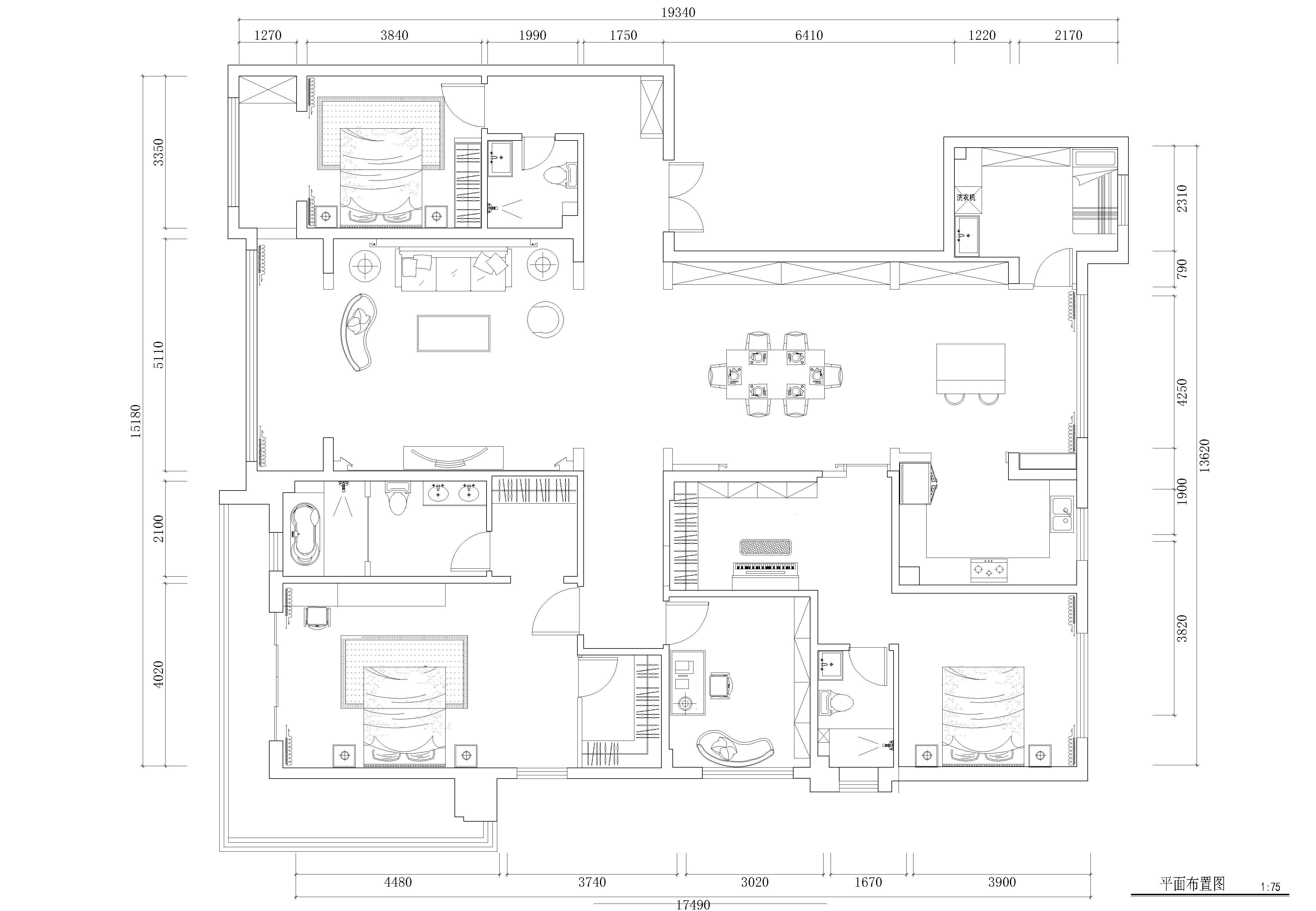 143平米四居室户型图 – 设计本装修效果图